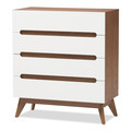 Baxton Studio Calypso Mid-Century White and Walnut Wood 4-Drawer Storage Chest 137-7500